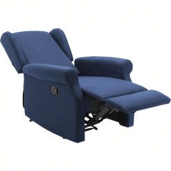 Poltrona Relax Blu con Schienale Reclinabile Poggiapiedi Regolabile Morbida