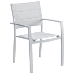 Sedia da Giardino Alluminio Poltrona Grande Impilabile con Braccioli 58×57×87 cm