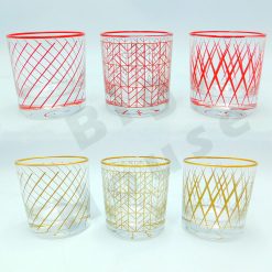 Set di 6 Bicchieri di Natale con Decorazioni Natalizie da 30cl Linee Oro e Rosso