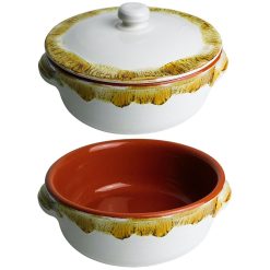 Tegamino Terracotta Casseruola Tegame per Pasta al Forno Avorio Striato Ø 21 cm