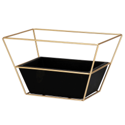 Vaso Rettangolare Decorativo in Cemento Nero con Supporto in Metallo Ø 27×20h cm