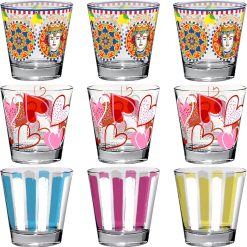 Bicchiere Acqua in Vetro Set Nadia 250 ml Decorato Elegante Regalo Lavastoviglie