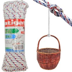 Corda Fune per Paniere Panaro Cestino della Spesa Ø 5 mm Cesta da Balcone 12 mt