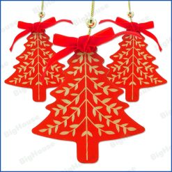 Decorazione Natalizia Addobbi Albero di Natale Rosso da Appendere + Fiocco 10cm
