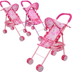 Passeggino Rosa per Bambole Giocattolo in Metallo  per Bambini Colori Assortiti