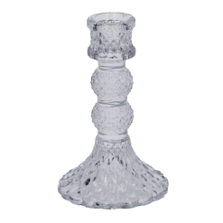 Reggicandela Portacandela Candelabro da 1 Candela Candeliere Vetro Ø 8 × 13 cm