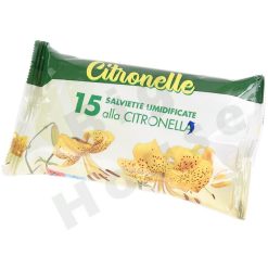 Salviette Imbevute Umidificate Conf. 15pz Repellente per Zanzare alla Citronella