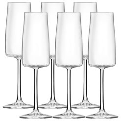 Set 6 Pz. Calici Bicchieri Flute Grandi Vetro Tavola Drink Essential 300 ml
