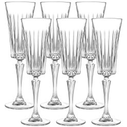 Set 6 Pz. Calici Bicchieri Flute Grandi Vetro Tavola Drink Timeless Dof 210 ml