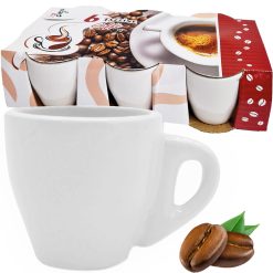 Tazzine da Caffé Set 6 Tazze Piccole per Espresso Ceramica Bianche 90ml