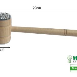 Batticarne in Legno con Inserti in Metallo Resistente 5x10x29 cm Battere Carne