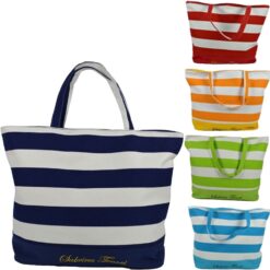 Borsa Mare Piscina Donna con Zip Cerniera Doppio Manico a Spalla a Righe