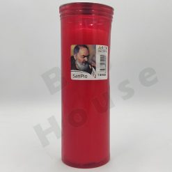 Ceri Lumini Votivi Padre Pio Rosso Antivento Cimitero T100 Durata 168 Ore+ 635g