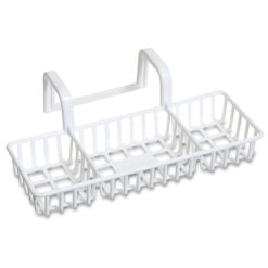 Cesta Portasapone Spugne per Vasca da Bagno + Ganci Appendere in Plastica Bianco