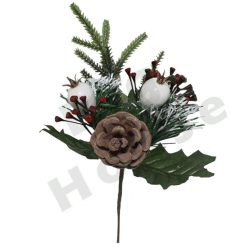 Decorazioni Natalizie Rametto con Fiorellini Bacche Bianche Addobbi Natale Ramo