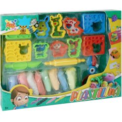 Kit Plastilina Laboratorio Completo con Formine Plastichina Mattarello 8 Colori