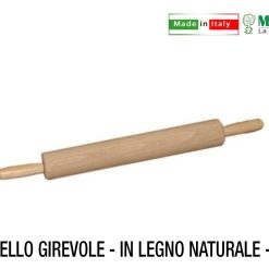 Mattarello Girevole In Legno Resistente 51 cm Stendere Impasto Farina