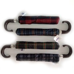 Ombrello Pieghevole con Pulsante Apertura Automatica Manico Curvo Scozzese