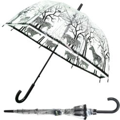 Ombrello per Bambini Piccolo Trasparente Ombrellino Zebre Savana Bianco e Nero