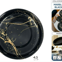 PIATTO PORCELLANA FONDO CM.20 MARBLE BLACK