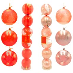 Palline di Natale Rosse Rosa Decorazioni Natalizie Albero Palle in Tubo 8 e 6 cm