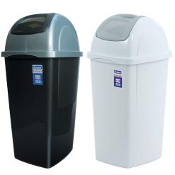 Pattumiera Basculante Plastica Europa 65L Oliva con Coperchio Bianco e Nero - immagine 1