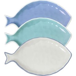 Piatti Piani a Forma di Pesce Frittura Antipasti 1pz Colori Assortiti 26x14