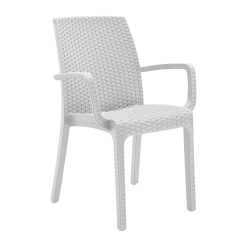 Sedia Giardino Indiana Braccioli Poltrona Rattan Esterni Polipropilene Bianca