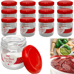 Set 12 Barattoli Vetro Barattolini Ermetici Multiuso Concentrato Pomodoro Pesto