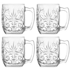 Set 4 Pz. Bicchieri con Manico Grandi Brocca in Vetro Tazza per Birra 430 ml
