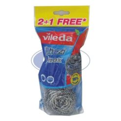 Spirale Spugna d'Acciaio Glitzi Vileda 2+1 Paglietta Abrasiva Retina di Ferro