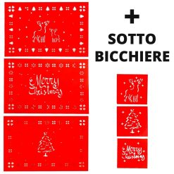 Tovagliette Americane Natalizie Grandi + Sottobicchieri di Natale in Pannolenci
