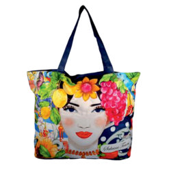 Borsa da Mare Piscina Grande con Manici Donna Fiori Vari Colori 56×18×42h cm