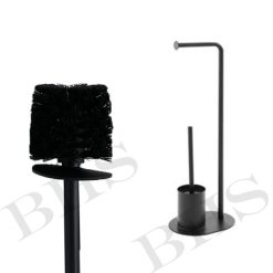 Porta Scopino Spazzolone WC Acciaio Piantana Supporto Rotolone Carta Igienica