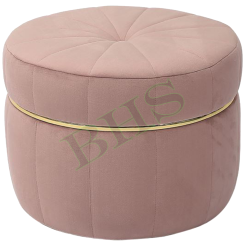 Pouf in Velluto Color Beige Puf Morbido Pouff Dollot Poggiapiedi Sedia Soffice