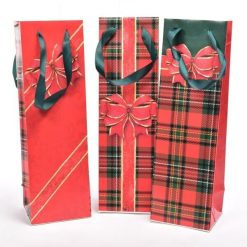 Sacchetti Buste Carta Regalo di Natale Pensierini Natalizi Color Rosso 12×9×38cm