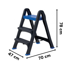 Bama Sgabello Skala 3 Gradini Skala Antracite 47x70x78h – In Plastica Robusta, Antiscivolo, Richiudibile e Certificato UNI EN 14183 - immagine 4