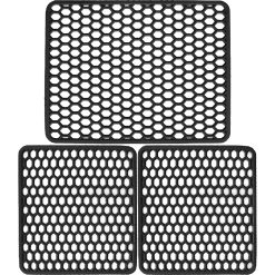 Set 3 Tappetini Forati Coprilavello Tappeto per Lavello Scolapiatti Nero