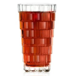 Set 6 Pz. Bicchieri Grandi Lunghi Stack HB in Vetro da Tavola Rilievo 3D 390 ml