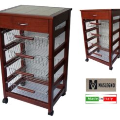 Carrello Vesuvio con Cassetto Ciliegio Maslegno Portafrutta Ortaggi Verdure