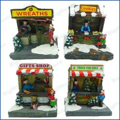 Casette Negozio in Miniatura Villaggio di Natale con Luci LED Paesaggi Natalizi