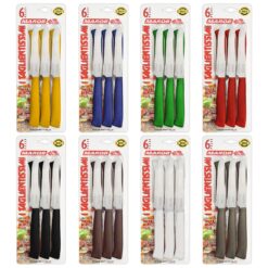 Marietti Coltelli da Tavola 6 Pezzi Inox 11cm con Manico in PP Colorato Lavabili
