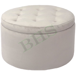 Pouf Contenitore in Velluto Grigio Puf Morbido Pouff Haneke Poggiapiedi Soffice