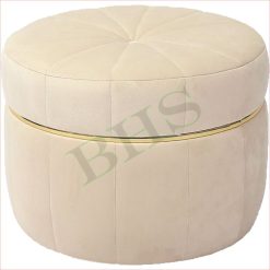 Pouf in Velluto Color Beige Puf Morbido Pouff Dollot Poggiapiedi Sedia Soffice