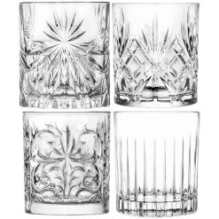Set 4 Pz. Bicchieri Grandi in Vetro da Tavola Drink Cocktail Dof Rilievo 350 ml