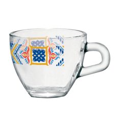 Tazzine Caffe' Vetro Conf.6 Pz. Brazil Valencia Rombi Azz.