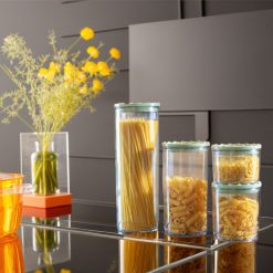 Set Barattoli Alimenti Plastica Riciclata Coperchi Colorati Chiusura Ermetica - immagine 5