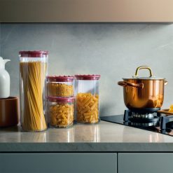 Set Barattoli Alimenti Plastica Riciclata Coperchi Colorati Chiusura Ermetica - immagine 7