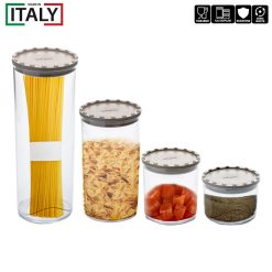 Set Barattoli Alimenti Plastica Riciclata Coperchi Colorati Chiusura Ermetica - immagine 8