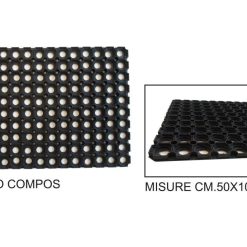 Zerbino Antiscivolo Compos in Gomma Rettangolare da Esterno Rigido 50×100 cm